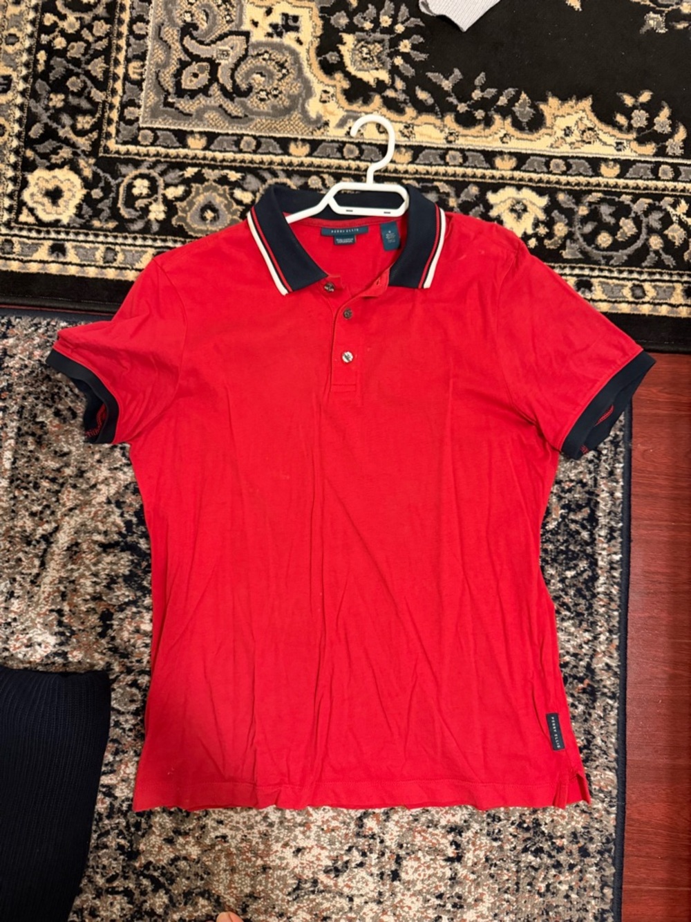 Perry Ellis Red Polo with Navy Contrast Trim